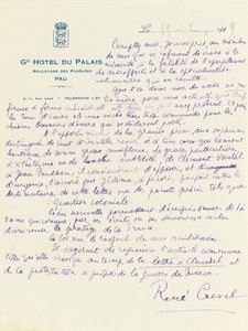 バー・デュ・シャトーの会合の完全な資料」からの手紙 作： René Crevel