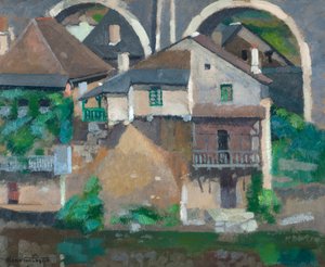 Casas no Vézère em Uzerche (óleo sobre papelão) 作： René Fontayne