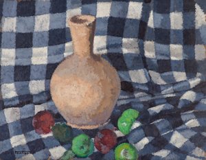 水差しとりんごのある静物 作： René Fontayne