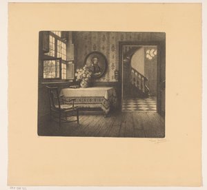 ポートレート、テーブル、廊下から見えるインテリア 作： René Janssens (signed by artist)
