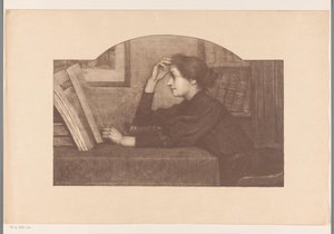 横顔で読書する女性 作： René Janssens