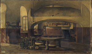 メゾン・シュル・セーヌ城の台所、1881-1891年頃（油彩） 作： René Maurice Fath