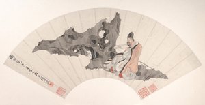 Scholar on a Rock、カリフォルニア州。 1880年。 作： Ren Yi
