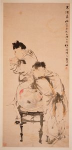 金魚と遊ぶ二人の少年、1879 作： Ren Yi