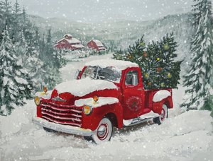 雪に覆われた赤いトラックのクリスマス 作： 