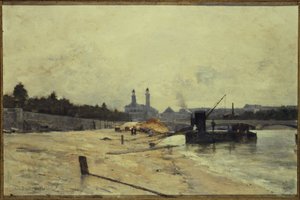 オルセー橋から見たアルマ橋と旧トロカデロ、1880年頃（油彩・カンヴァス） 作： Rene Billotte