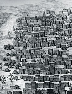 レネ・カイリー（1799-1838）が1824年から1828年の間に行った「Travels through Central Africa to Timbuctoo」のエングレーヴィング、マリのティンブクトゥの街の風景。 作： Rene Caillie