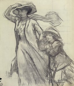 「一陣の風」の習作（紙に鉛筆） 作： René François Xavier Prinet