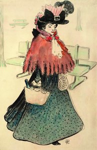 美しいユダヤ人は買い物に行きます。 Le Rire誌、1896年。 作： Rene Georges Hermann Paul