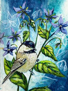 ブルーガーデン・チカディー 作： Renee Machan Cottagecore Artist