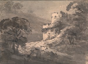 右に廃城のある風景 作： Rev. William Gilpin