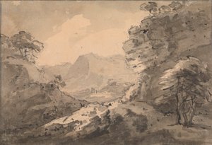 右に岩が多い山岳風景 作： Rev. William Gilpin
