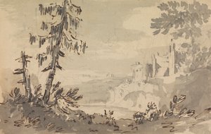 風景の中の松と城 作： Rev. William Gilpin