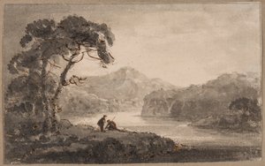 川の風景（紙にペン、ブラシ、インク） 作： Rev. William Gilpin
