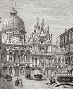 世紀後半のイタリア、ヴェネツィア、ドゥカーレ宮殿の中庭。1890年頃に出版されたサミュエル・マニング師によるイタリア絵画より。 作： Reverend Samuel Manning