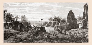 19世紀後半のイタリア、ローマ、パラティーノの丘、カエサル宮殿跡。1890年頃に出版されたサミュエル・マニング師によるイタリアの写真より。 作： Reverend Samuel Manning