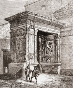 19世紀後半のイタリア、ローマ、サン・ジョルジョ・アル・ヴェラブロ教会の西側壁にあるアルカス・アルジェンタリオルム。1890年頃に出版されたサミュエル・マニング師によるイタリアの写真より。 作： Reverend Samuel Manning