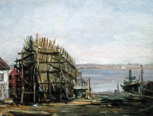 ノアンク造船所、1900年頃（船上油） 作： Reynolds Beal