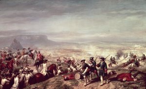1707年のフィリップ5世（1683-1746）の軍隊とオーストリアのチャールズ大公の軍隊の間のアルマンサの戦い（キャンバスに油彩） 作： Ricardo Balaca y Canseco