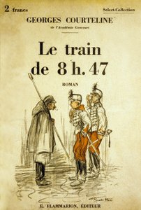ジョルジュ・コートリーヌ著「Le train de 8h47」の表紙、リカルド・フローレスのイラスト（1908年頃