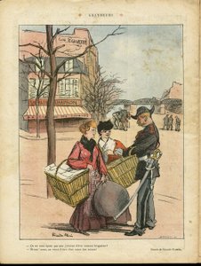 Ricardo Flores (1878-1918)によるイラスト（Le Rire, 29/02/08） - Grandeurs - Paris, Metiers, Architecture Urbanisme, Amour, Shops, Metro - Lavandieres Blanchisseuses 作： Ricardo Flores