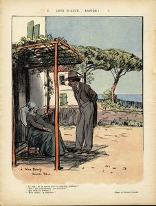 24/02/12のLe Rire紙に掲載されたリカルド・フローレス（1878-1918）のイラスト - コートダジュール...迅速 - 医療, 田舎, 海, 海辺, 下働き, コートダジュール