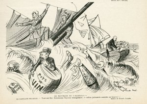 25/05/12付『Le Rire』紙に掲載されたリカルド・フローレス（1878-1918）のイラスト - ラディカリズムの難破 - ラディカリズム, 海上, 海辺, 喫煙, ヨット, タバコ - Combes Emile (1835-1921), Andre Louis (1838-1913), Pelletan Camille (1846-1915) - グラフィック・パロディ