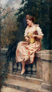 フルートを持つ少女 1895年頃（油彩・パネル） 作： Ricardo de Madrazo y Garreta