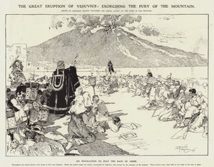 ヴェスヴィオ火山の大噴火：山の猛威を祓う（エングレーヴィング 作： Riccardo Pellegrini