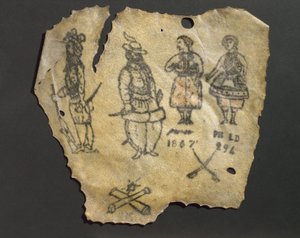 人の皮膚に人物のタトゥーを施したもの（フランス人と思われる