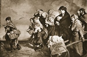 「The Illustrated War News」からの「ホームレス」、ドイツの大群からの逃走 (litho) 作： Richard (after) Jack