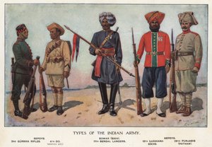 インド陸軍の兵士たち（カラーリトグラフ