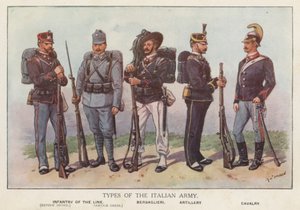 イタリア軍の兵士たち（カラーリトグラフ 作： Richard (after) Simkin