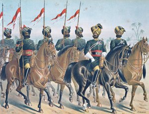 第2NDボンベイ・ランサーズ 閲兵式 1880年代のアングロ・インディアン軍（カラーリトグラフ