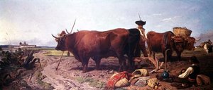 スペインでのプラウイング、セビリアの向こうでの昼間の休息 作： Richard Ansdell