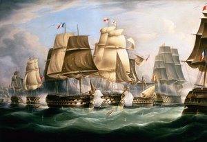 トラファルガーの戦い、1805 年 10 月 21 日、真昼 (キャンバスに油彩)