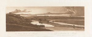 1803 年に遠くに見えるマルリの水道施設とサンジェルマン アン レー。 パリの景色からのプレート 15、プレート B1981.25.2624 のエマニュエル ボリューム トレース 作： Richard Banks Harraden
