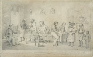 奴隷事務所の保護者、トリニダード、1833年頃（織り紙にグラファイト） 作： Richard Bridgens