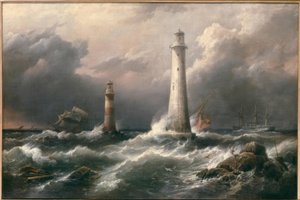 エディストーン灯台から離れたHMSロードワーデン 作： Richard Brydges Beechey