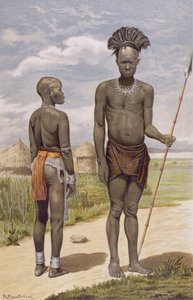 1898年フリードリッヒラッツェル教授による「人類の歴史」第3巻のバリ族の戦士と妻 作： Richard Buchta