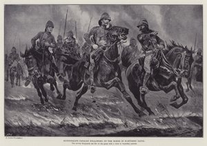 北ナタールでボーアを追撃するダンドナルトの騎兵隊（リトグラフ 作： Richard Caton II (after) Woodville