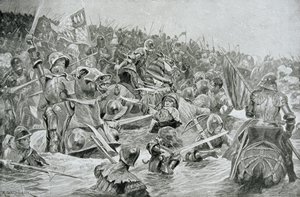 1461年のタウトンの戦い、ハチンソン「イギリスの物語」のイラスト 作： Richard Caton Woodville