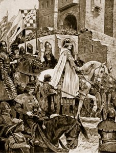 1158年のフランスを巡るベケットの行列、「ハッチンソンのイギリス国民の物語」、1923年頃 作： Richard Caton Woodville junior