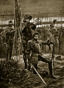ヘンリー7世がボスワースで戴冠、「ハッチンソンのイギリス国民の物語」、1923年頃のイラスト 作： Richard Caton Woodville junior