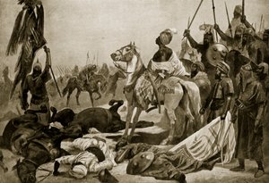ハイダーアリコンジェヴェラム、1780年、「ハッチンソンのイギリス国民の物語」、1923年頃のイラスト 作： Richard Caton Woodville junior