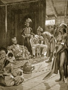 1842年、ボルネオのジェームズブルック卿、「ハッチンソンのイギリス国民の物語」からの挿絵、1923年頃 作： Richard Caton Woodville junior