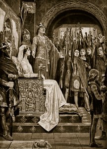 ウィンザーでの集会、1126年、「ハッチンソンのイギリス国民の物語」、1923年頃のイラスト 作： Richard Caton Woodville junior