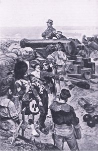 セバストポリへの攻撃、1855年、陸と海でのイギリスの戦い、1915年のイラスト 作： Richard Caton Woodville junior