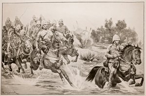 大きな進歩：ヴァール川を渡る王立馬砲（騎兵師団） 作： Richard Caton Woodville junior