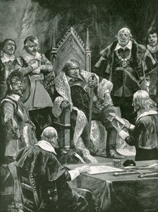 守護神としてのオリバー・クロムウェルの就任式における聖書の発表 作： Richard Caton Woodville junior